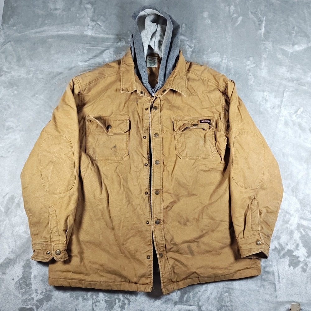 Dickies Jacket Mens 2XL Canvas‎ Hooded Quilted Lined Workwear Chore Coat Utility